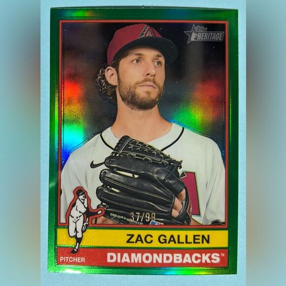 2025 Topps Heritage Chrome Green-Zac Gallen Az Dbacks SP card #450 ser 37/99 - Picture 1 of 3